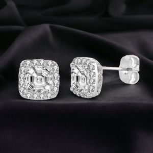 Genevive cubic zirconia square halo stud earrings